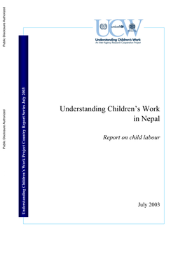 Understanding Children‟S Work in Nepal