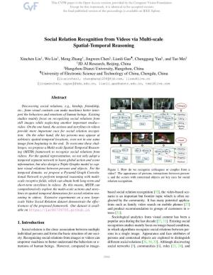 Social Relation Recognition from Videos Via Multi-Scale Spatial-Temporal Reasoning