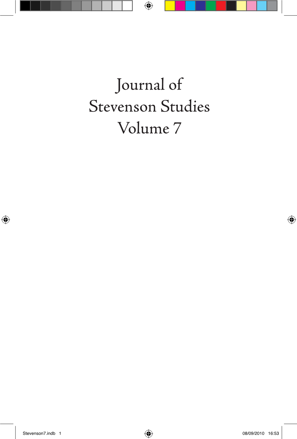 Journal of Stevenson Studies Volume 7