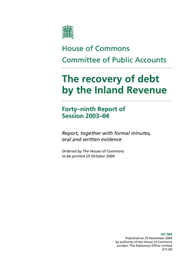 The Recovery of Debt by the Inland Revenue