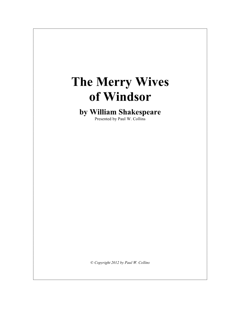 Merry Wives of Windsor