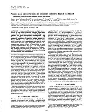Amino Acid Substitutions in Albumin Variants Found in Brazil