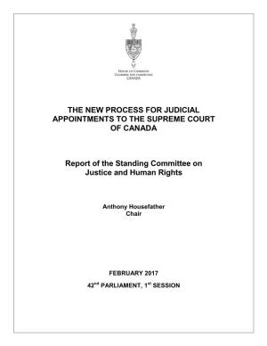 The New Process for Judicial Appointments to the Supreme Court of Canada