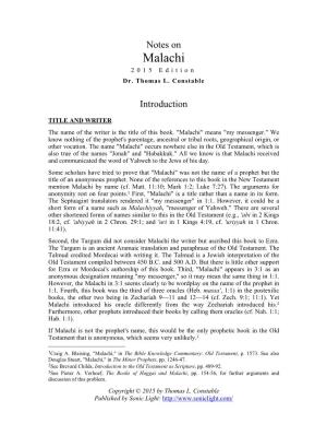 Malachi 2015 Edition Dr
