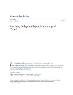 Revisiting Belligerent Reprisals in the Age of Cyber?