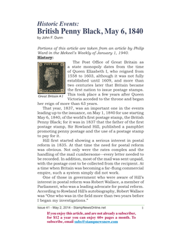 British Penny Black, May 6, 1840 by John F