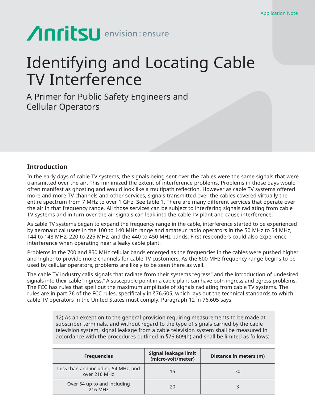 Identifying and Locating Cable TV Interference Application Note DocsLib