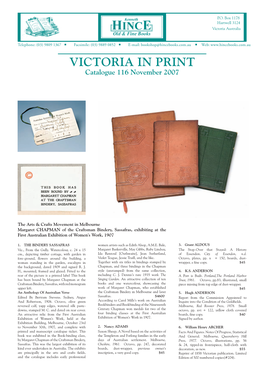 VICTORIA in PRINT Catalogue 116 November 2007