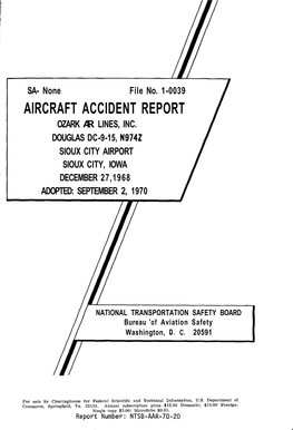 Aircraft Accident Report Ozark Air Lines, Inc