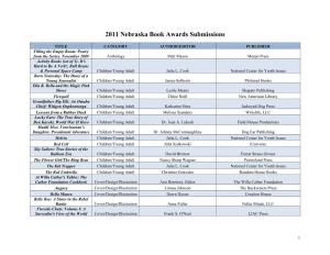 2011 Nebraska Book Awards Submissions