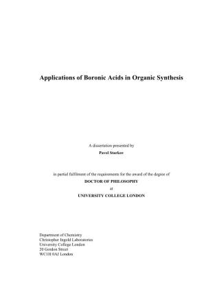 Applications of Boronic Acids in Organic Synthesis