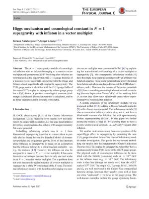 Higgs Mechanism and Cosmological Constant in N = 1 Supergravity with Inﬂaton in a Vector Multiplet