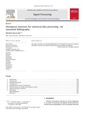 Divergence Measures for Statistical Data Processing—An Annotated Bibliography