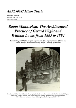 The Architectural Practice of Gerard Wight and William Lucas from 1885 to 1894