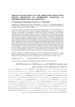 MOLECULAR PHYLOGENY of the TRIBE HEDYSAREAE with SPECIAL REFERENCE to ONOBRYCHIS (FABACEAE) AS INFERRED from Nrdna ITS SEQUENCES S