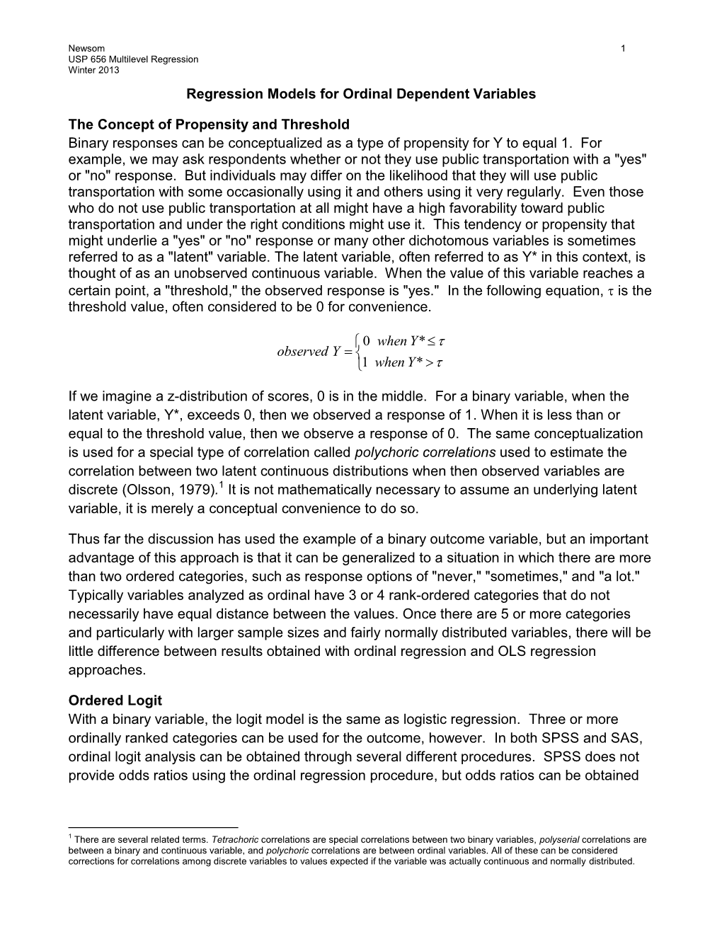 Regression Models for Ordinal Dependent Variables