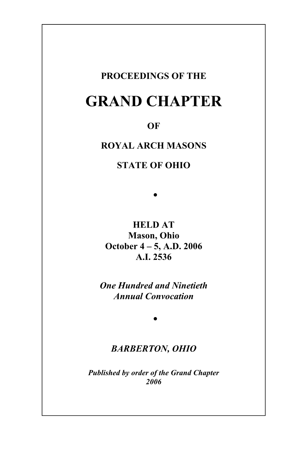 Grand Chapter Royal Arch Masons of Ohio
