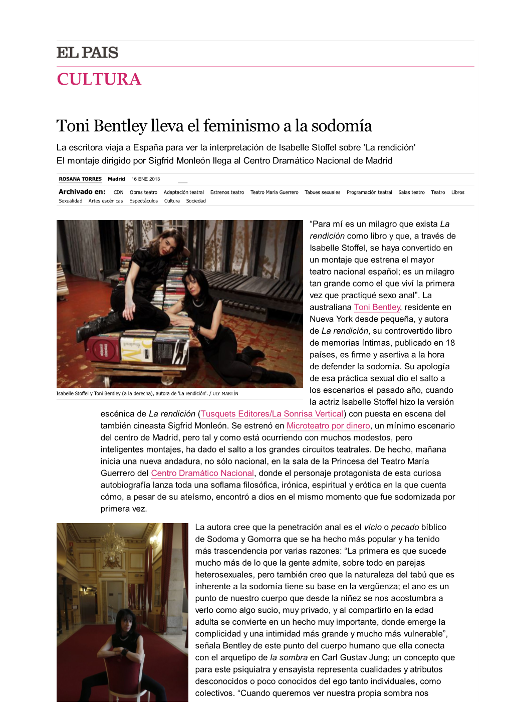 CULTURA Toni Bentley Lleva El Feminismo a La Sodomía