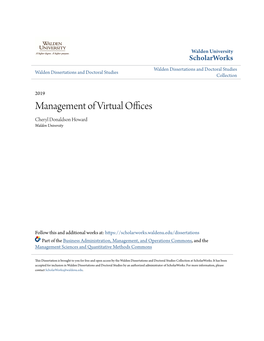 Management of Virtual Offices Cheryl Donaldson Howard Walden University