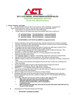 2017 LATE MODEL SPORTSMAN DIVISION RULES *SEEKONK SPEEDWAY EDITION* 2C,6A,10A,16B,26 Sections