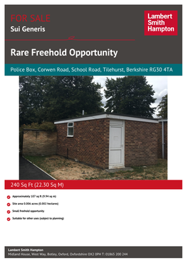 FOR SALE Rare Freehold Opportunity
