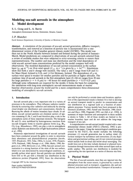 Salt Aerosols in the Atmosphere: 1. Model Development