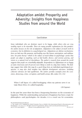 Insights from Happiness Studies from Around the World Downloaded From