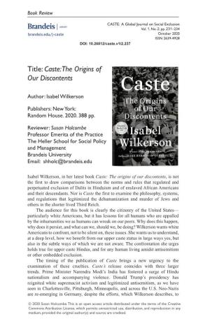 Caste 232 CASTE: a Global Journal on Social Exclusion Vol