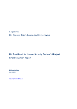 UN Trust Fund for Human Security Canton 10 Project Final Evaluation Report