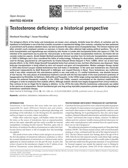 Testosterone Deficiency: a Historical Perspective