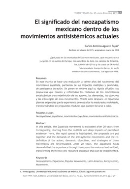 El Significado Del Neozapatismo Mexicano Dentro De Los Movimientos Antisistémicos Actuales