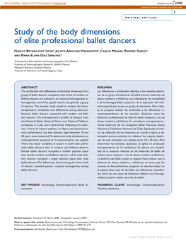 Study of the Body Dimensions of Elite Professional Ballet Dancers