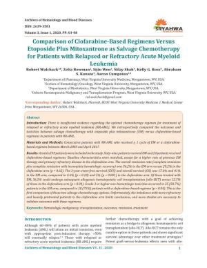 Comparison of Clofarabine-Based Regimens Versus Etoposide Plus
