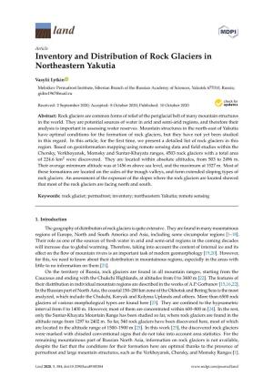 Inventory and Distribution of Rock Glaciers in Northeastern Yakutia