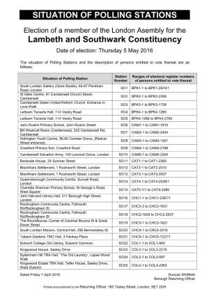 Situation of Polling Station Notice