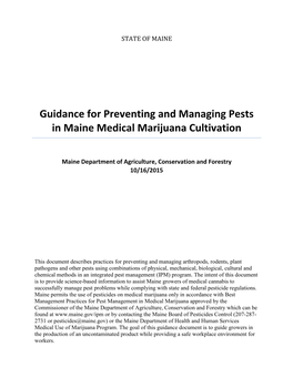 Medical Marijuana Pest Management Guidance