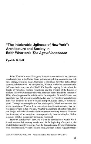 Architecture and Society in Edith Wharton's the Age of Innocence