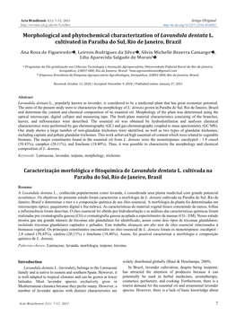 Morphological and Phytochemical Characterization of Lavandula Dentata L