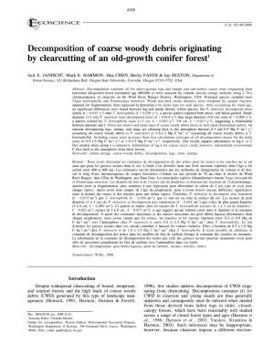 Decomposition of Coarse Woody Debris Originating by Clearcutting of an Old-Growth Conifer Forest1