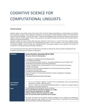 Cognitive Science for Computational Linguists
