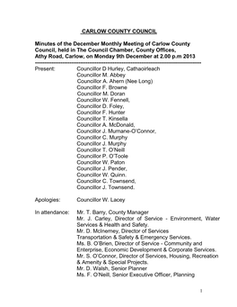 Minutes Carlow County Council December 2013