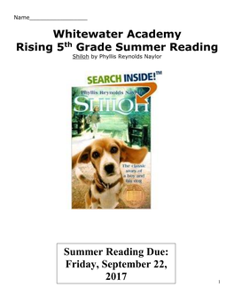 Shiloh Summer Reading