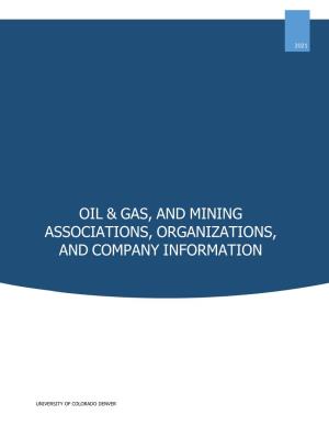 Oil & Gas, and Mining Associations, Organizations, and Company