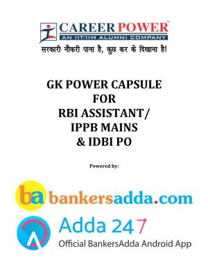 Gk Power Capsule for Rbi Assistant/ Ippb Mains & Idbi Po