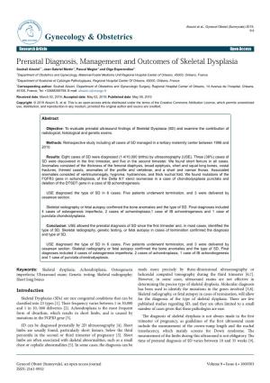 Prenatal Diagnosis, Management and Outcomes of Skeletal Dysplasia
