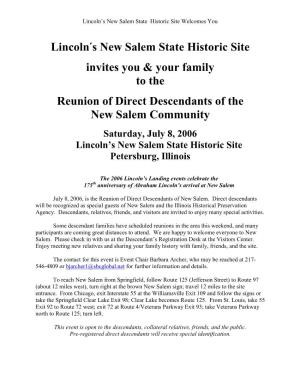 Lincoln S New Salem State Historic Site Invites You & Your Family to The