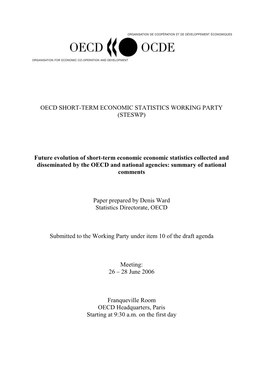 Oecd Short-Term Economic Statistics Working Party (Steswp)