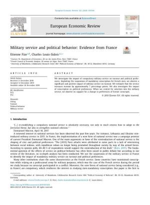 Military Service and Political Behavior: Evidence from France