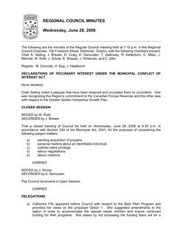 REGIONAL COUNCIL MINUTES Wednesday, June 28, 2006