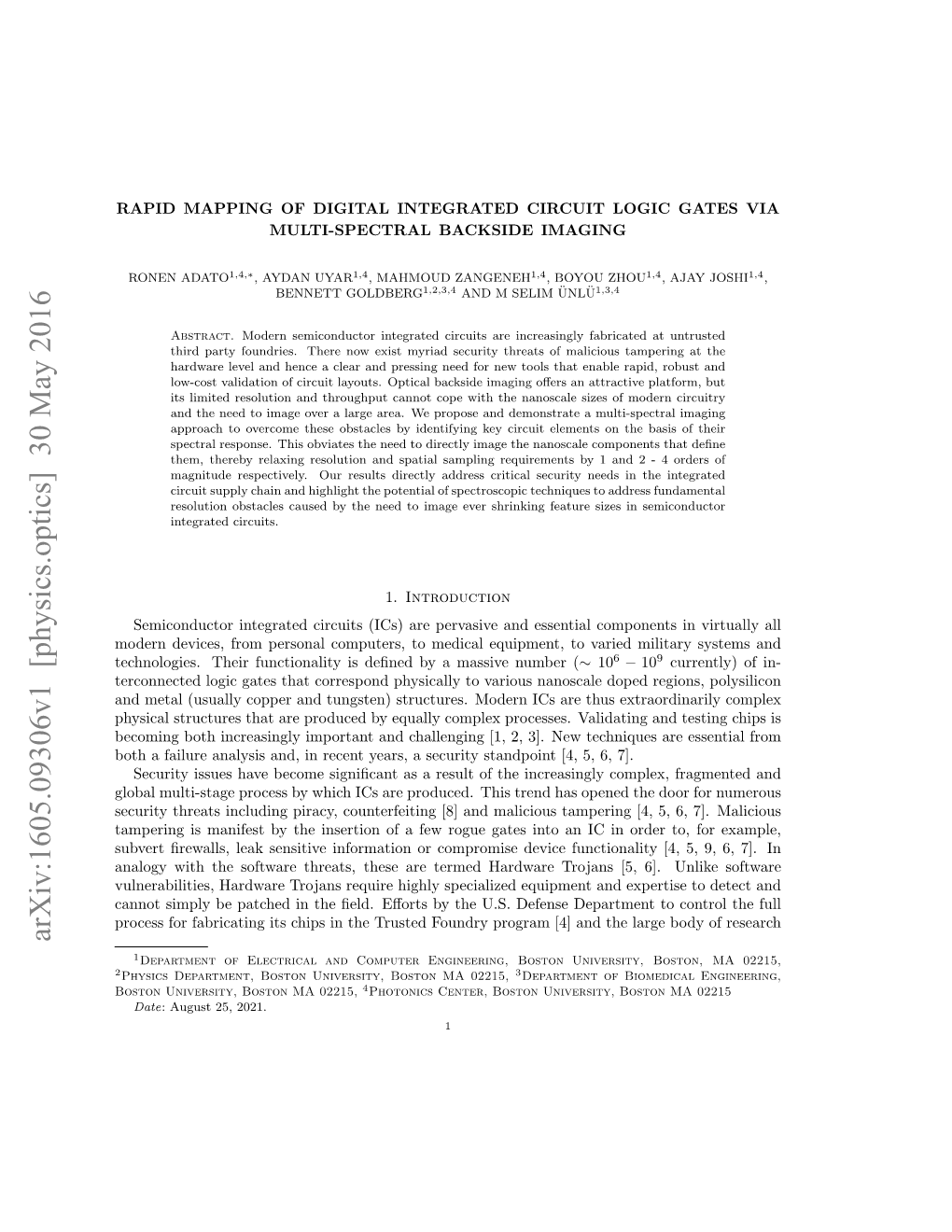 Rapid Mapping of Digital Integrated Circuit Logic Gates Via Multi-Spectral Backside Imaging